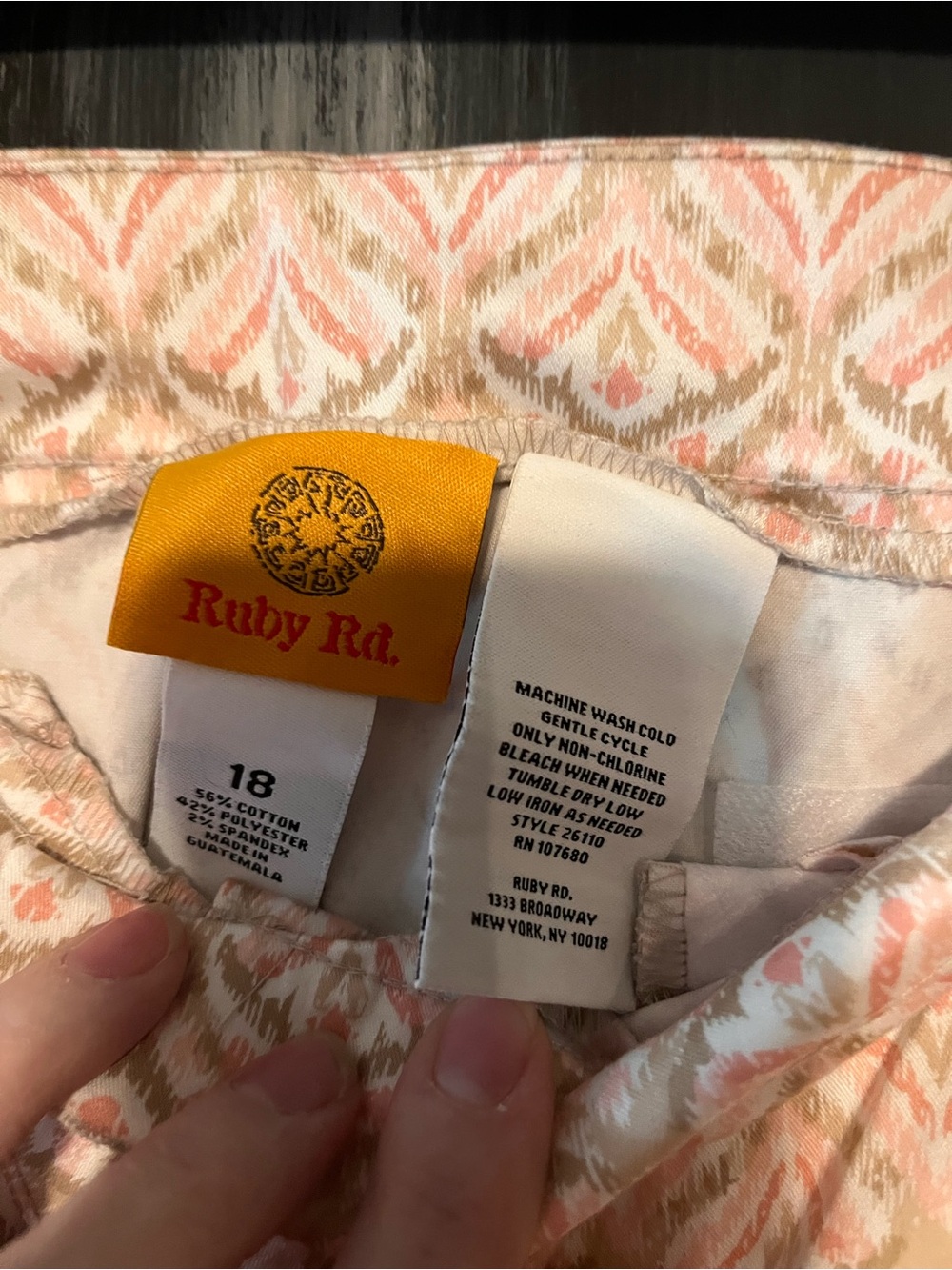 Ruby Rd. Pink Ivory Geometric Pull-On Pants - Picture 4 of 5